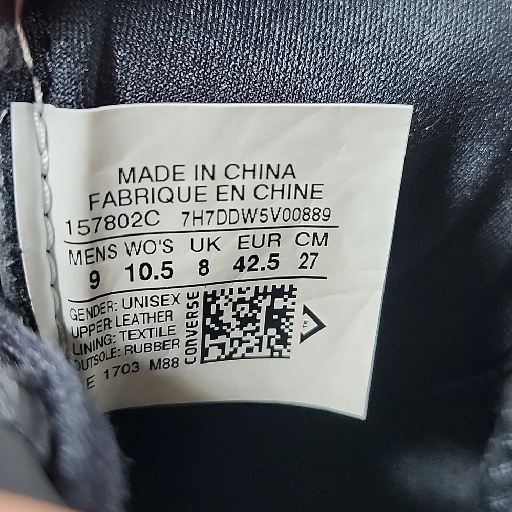 Converse Black Leather Low Top Sneakers Men 9 Women 10.5 Unisex - Picture 7 of 8